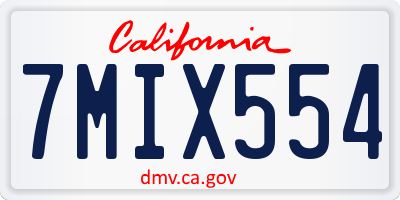 CA license plate 7MIX554