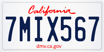 CA license plate 7MIX567