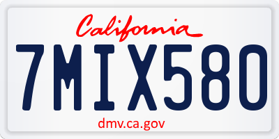 CA license plate 7MIX580