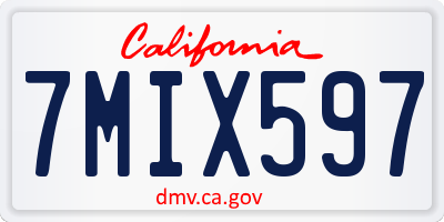 CA license plate 7MIX597