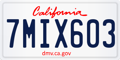 CA license plate 7MIX603