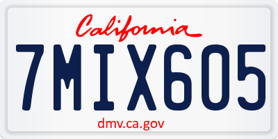 CA license plate 7MIX605