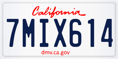 CA license plate 7MIX614