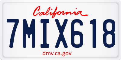 CA license plate 7MIX618