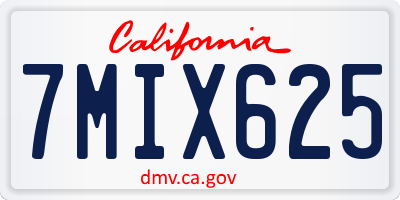 CA license plate 7MIX625