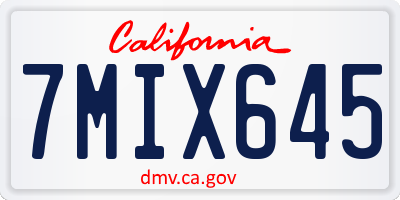 CA license plate 7MIX645