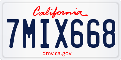 CA license plate 7MIX668