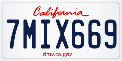 CA license plate 7MIX669