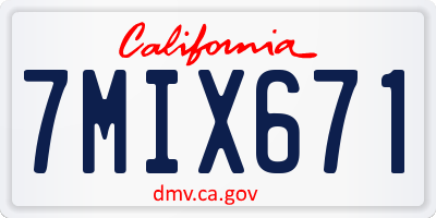 CA license plate 7MIX671