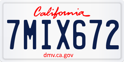 CA license plate 7MIX672