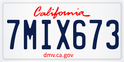 CA license plate 7MIX673