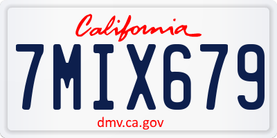 CA license plate 7MIX679