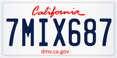 CA license plate 7MIX687