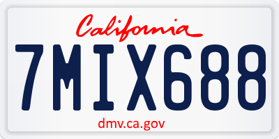 CA license plate 7MIX688