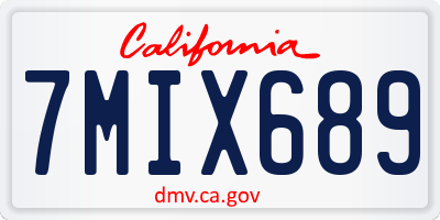 CA license plate 7MIX689