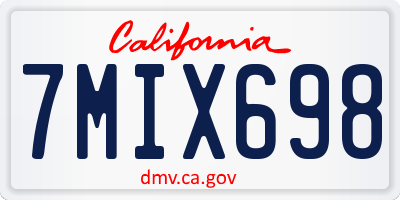 CA license plate 7MIX698