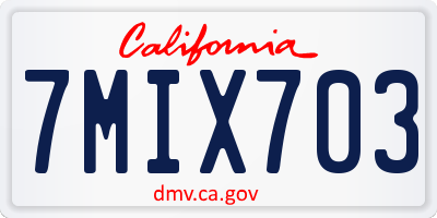 CA license plate 7MIX703