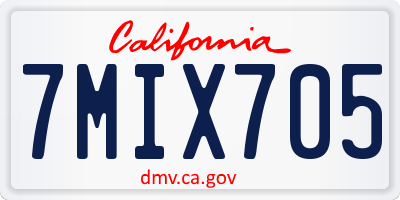 CA license plate 7MIX705