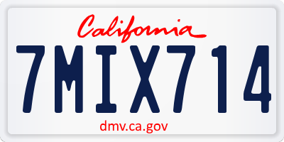 CA license plate 7MIX714