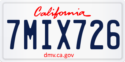 CA license plate 7MIX726