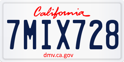 CA license plate 7MIX728