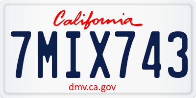 CA license plate 7MIX743