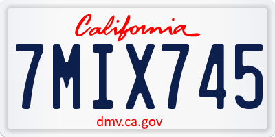 CA license plate 7MIX745
