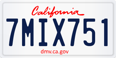 CA license plate 7MIX751