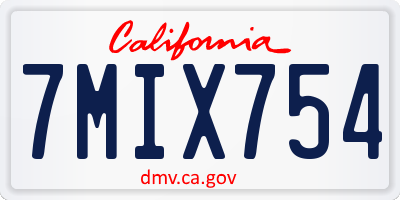CA license plate 7MIX754