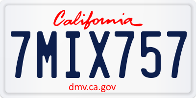 CA license plate 7MIX757