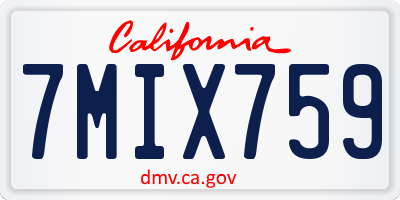CA license plate 7MIX759