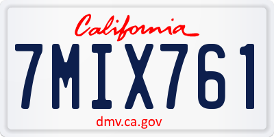 CA license plate 7MIX761