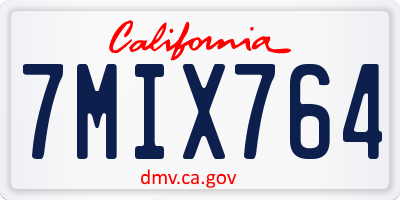 CA license plate 7MIX764