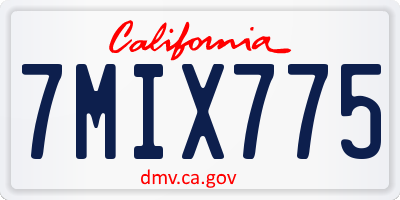 CA license plate 7MIX775