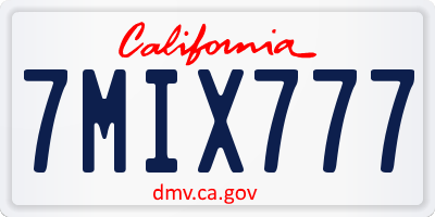CA license plate 7MIX777
