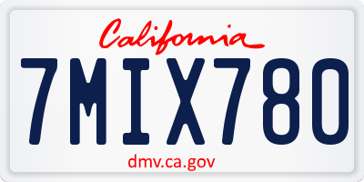 CA license plate 7MIX780