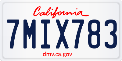CA license plate 7MIX783