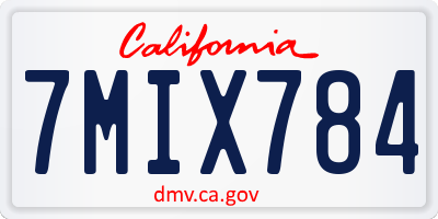 CA license plate 7MIX784
