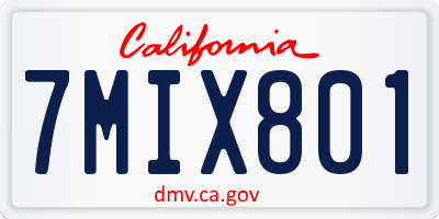 CA license plate 7MIX801