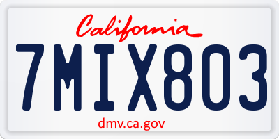 CA license plate 7MIX803