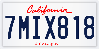 CA license plate 7MIX818