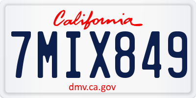 CA license plate 7MIX849