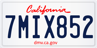CA license plate 7MIX852