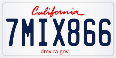 CA license plate 7MIX866