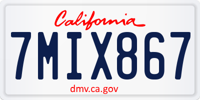 CA license plate 7MIX867