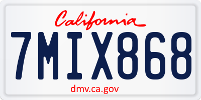 CA license plate 7MIX868