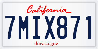 CA license plate 7MIX871