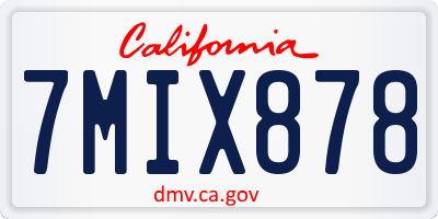 CA license plate 7MIX878