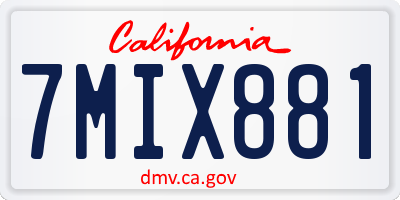 CA license plate 7MIX881