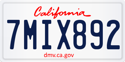 CA license plate 7MIX892